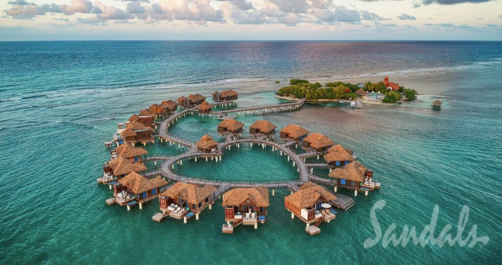 Which Sandals Resorts have overwater bungalows?