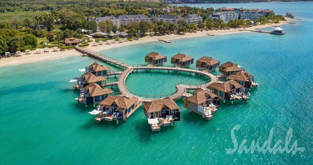 Which Sandals Resorts have overwater bungalows?